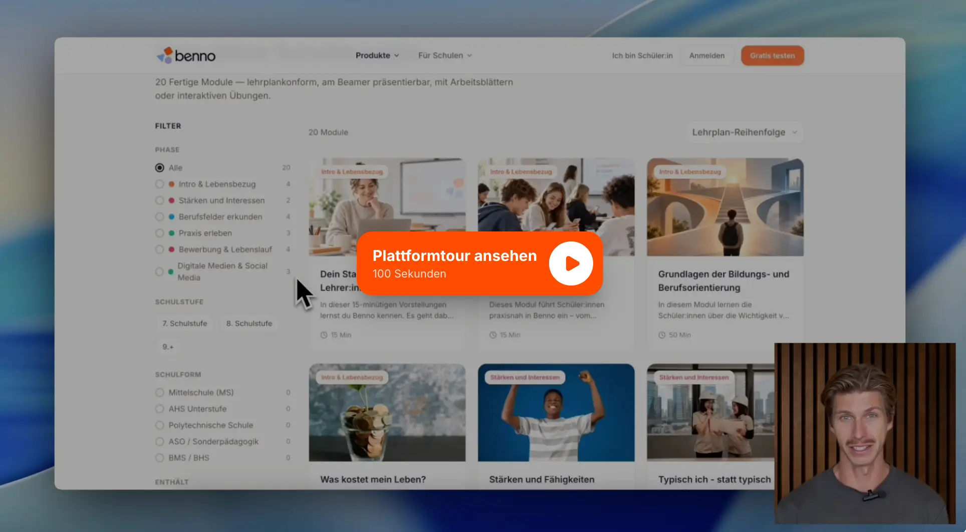 Benno Video: Die digitale Berufsorientierung für Ihre Klasse